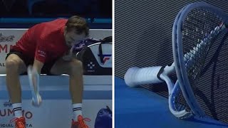 Daniil Medvedev destroys racket after calamitous serve meltdown at ATP Finals [upl. by Gibun]