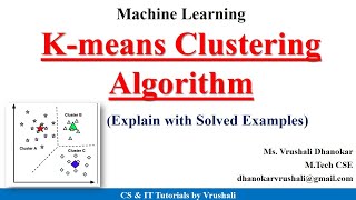 ML 22  Kmeans Clustering Algorithm with Solved Examples  Clustering [upl. by Ayam]