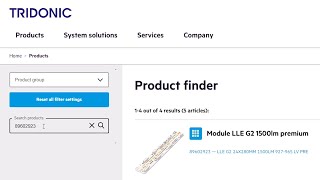 How to use the Product finder on the Tridonic website [upl. by Recnal]