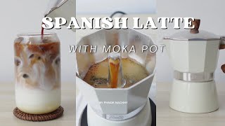 How to make iced coffee with moka pot  Spanish latte l Home cafe EP34 [upl. by Nahtiek318]