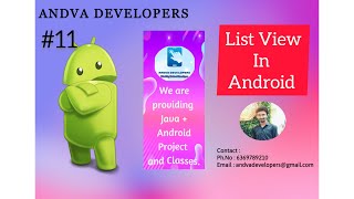 11 How to create Simple List View in Android  Android  Tamil  Andva Developers [upl. by Atinele58]