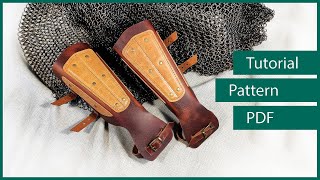 Leather armguards DIY pattern and tutorial  Leather bracers  Leather pattern  how to make armor [upl. by Eirhtug788]