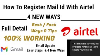 How to register email id in airtel  update email on airtel  4 new ways to update mail id Airtel [upl. by Nnylsia]