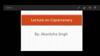 Hindu Law Lecture 8 Coparcenary in Hindu Law [upl. by Stanwood]