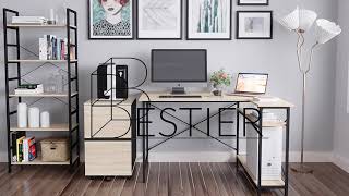 Bestier 47quot Home Office Corner Desk with Bookshelf Assembly Tutorial [upl. by Myk]