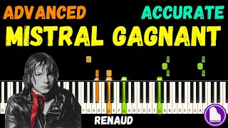 Mistral Gagnant 🍬 Renaud 🍬 Advanced Piano Tutorial MIDI  Sheet Music [upl. by Scandura117]