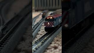 Metra flying by going eastbound modeltrainlayout [upl. by Einnok]