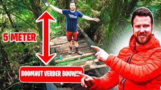 Ik BOUWDE een EXTRA VERDIEPING op de BOOMHUT in het AVONTUREN BOS van Govert Sweep 5 meter hoog [upl. by Tillo]