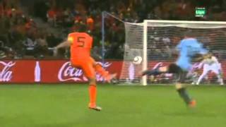 Van Bronckhorst Goal vs Uruguay World Cup 2010 [upl. by Olnee]