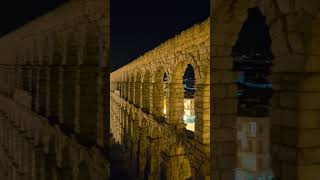 Old town of Segovia and aqueduct at night Spain [upl. by Hulton291]