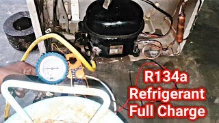 R134a refrigerantgas charge refrigerator step by step in urduhindi [upl. by Oruasi]