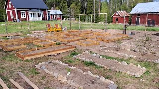 Building a Vegetable Garden Fencing and Our First Plants Story 16 [upl. by Harmonia]