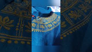 Fabric Panjabi statusvideo viral handmade art fabricpainting bluepanjabi durgapujaspecial [upl. by Bhayani]