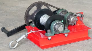 How To Make A Manual Winch  Homemade Powerful Manual Winch  DIY Winch [upl. by Eelyr607]