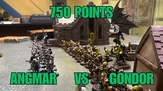 Angmar vs Minis Tirith amp Fiefdoms 750pt MESBG Battle Report [upl. by Krall]