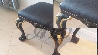 HOW TO UPHOLSTER A FOOT STOOL  ALO Upholstery [upl. by Eckel98]