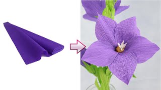 How To Make Platycodon Grandiflorus Paper Flower From Crepe Paper  DIY Paper Craft [upl. by Notsgnik]