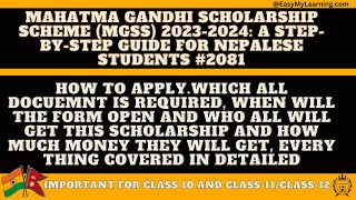 Part1 Mahatma Gandhi Scholarship Scheme MGSS 20242025A StepbyStep Guide for Nepalese Student [upl. by Cinda]