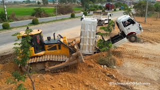 New Project Best Incredible Dump Trucks Loading Flying Bike Helping By Dozer Skill Operator Pushing [upl. by Bertilla]