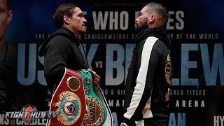 OLEKSANDR USYK amp TONY BELLEW HAVE TENSE FACE TO FACE AS BOTH TRY TO GET A MENTAL EDGE ON EACH OTHER [upl. by Glenine]