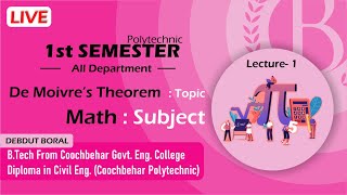 1st Semester  Math  De Moivres Theorem Complex No wbscte polytechnic [upl. by Selie307]