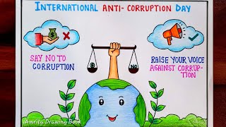 International AntiCorruption Day Poster Drawing easy9 Dec How to Draw AntiCorruption Day drawing [upl. by Jarid]