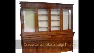 Libreria cristlliera credenza con alzata 4 ante intarsiata a mano stile cappuccina 800 lombarda [upl. by Vaughn]