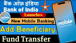 Bank of India new Mobile banking Add beneficiary fund transfer  BOI mobile Add beneficiary [upl. by Relyuc]