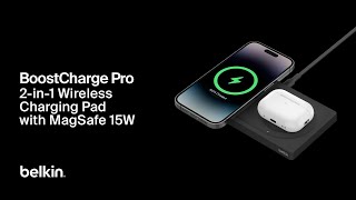 Belkin BoostCharge Pro 2in1 Wireless Charging Pad with Official MagSafe Charging 15W [upl. by Trojan]