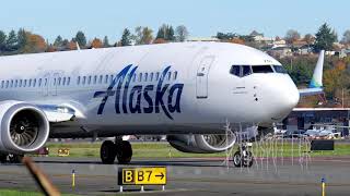 Alaska Airlines 737 MAX 9 Taxi And Takeoff From Boeing Field [upl. by Service867]