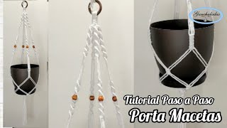 DIY  TUTORIAL PORTA MACETAS en MACRAMÉ 4 BRAZOS  MACRAMÉ para PRINCIPIANTES [upl. by Gierc]