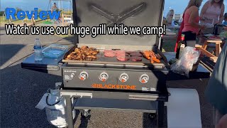 Blackstone 36in grill Review  Watch us use our huge grill while we camp [upl. by Suiradal]