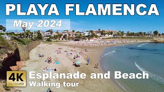 Playa Flamenca  Esplanade and Beach  Spain  Costa Blanca  Walking tour 4k 60 fps [upl. by Seigler]