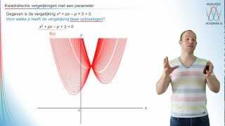 Kwadratische vergelijkingen met een parameter vwo 3  WiskundeAcademie [upl. by Assirahc]