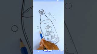 drawing of fish inside the bottle  easy drawing tutorial for beginners shorts drawing art short [upl. by Lejna897]