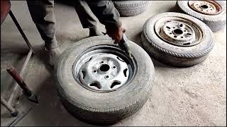 Manual Tyre Mounting shortvideo usedcartyres automobile trending youtube [upl. by Freberg]