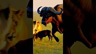 Mom buffalo Vs lions angry buffalo lionyoutubeshorts viralvideoindia wildlife اليتيوبشاهد [upl. by Halilad]