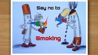 Say no to smoking drawing  International day against drug abusing drawing Anti smoking day poster [upl. by Ariad415]