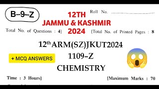 jkbose todays 12th chemistry paper 2024  solved  jkbose class 12th chemistry paper 2024 [upl. by Amadeus]