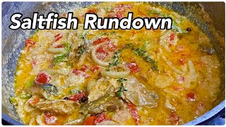 Jamaican Rundown Salt fish Rundung simmer in Coconut milk Delicious [upl. by Levona931]