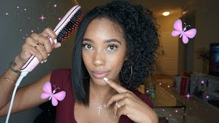 Does it work  Hair Straightener Brush on Natural Hair [upl. by Eciralc884]