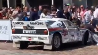 Lancia 037 Crashes at Turins Car Festival [upl. by Ehsrop]