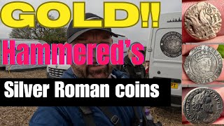 GOLD ROMAN SILVERHAMMERED COINSmetal detecting ukxp duestreasurehunting metaldetectinguk [upl. by Kiraa225]