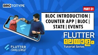 Part 31  BLOC Introduction CounterApp BLOC State Events  Flutter Malayalam Tutorials [upl. by Tarrel617]