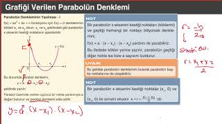 AYT FONKSİYONLAR II Sayfa 38 Grafiği Verilen Parabolün Denklemi [upl. by Jorgenson]