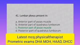 Prometric Exam Questions for Physiotherapy DHA MOH HaaD DHCC 150 MCQ [upl. by Alliscirp679]