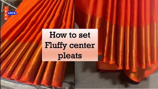 How to set Fluffy center pleats Heatless pleating Step by step saree center pleating explanation [upl. by Aynodal]