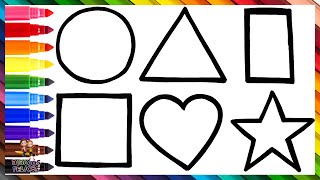 Dibuja y Colorea Formas Geométricas De Arcoiris 🔺🟠⭐🟩💜🌈 Dibujos Para Niños [upl. by Sirej]