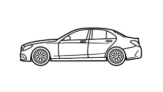 How to draw a MERCEDES C63 AMG easy  Drawing MercedesBenz C63S W205 AMG from the side [upl. by Ettenrahs494]