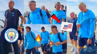 MAN CITY 🛫 Heading to 🇺🇸USA tour preseason matches Haaland Grealish Bobb Lewis Ortega And Pep [upl. by Oiruam]